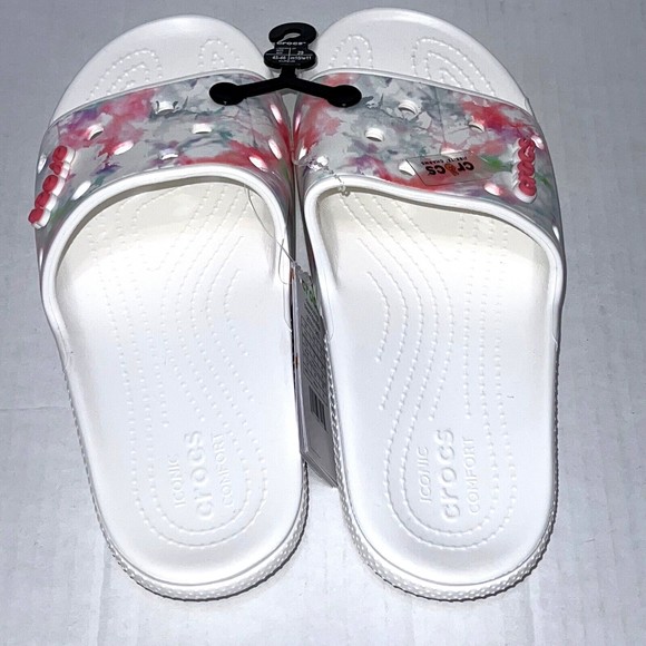 Crocs Classic Bleach Dye Slide Sandals White 207411-94S White Size M11 New main image 4